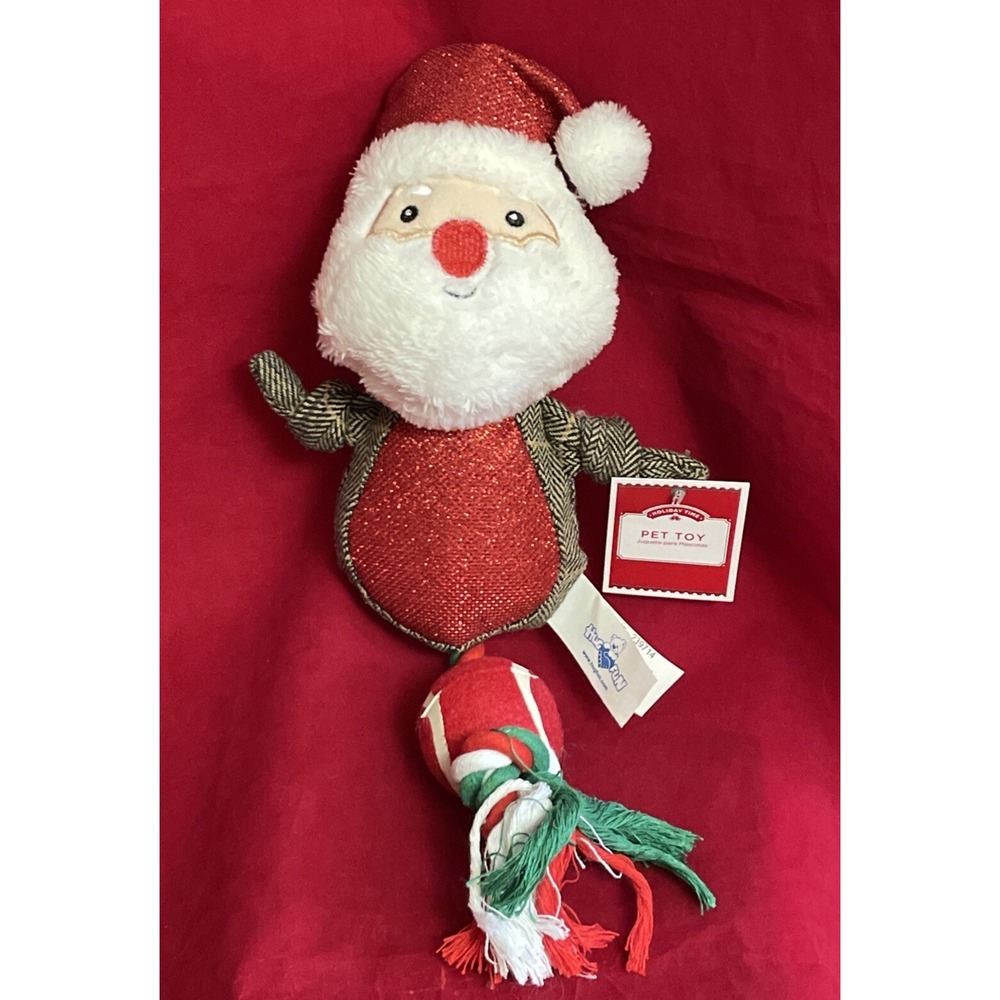 Holiday Time Santa Plush Dog Toy Pet One Size Red White